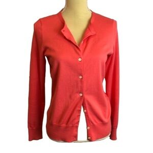Lands’‎ End Coral Cotton Cardigan XS